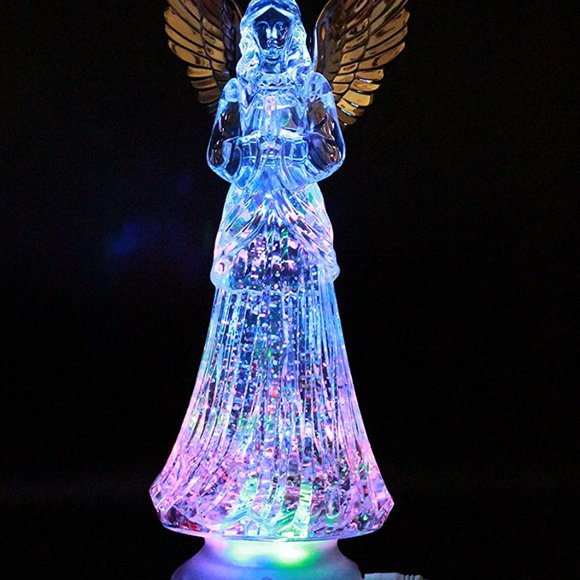 Angel LED Lighted Sparkling Color Changing Snow Globe Water Lamp Christmas Decor - Picture 6 of 7